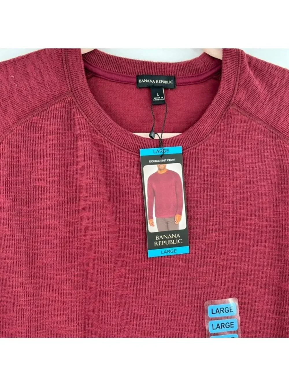 Banana Republic Shirt Men's Large Burgundy Double Knit Crewneck Long Sleeve NWT